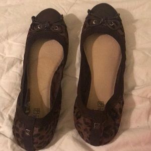 Sperry Top Sider brown/black tiger print flat shoe